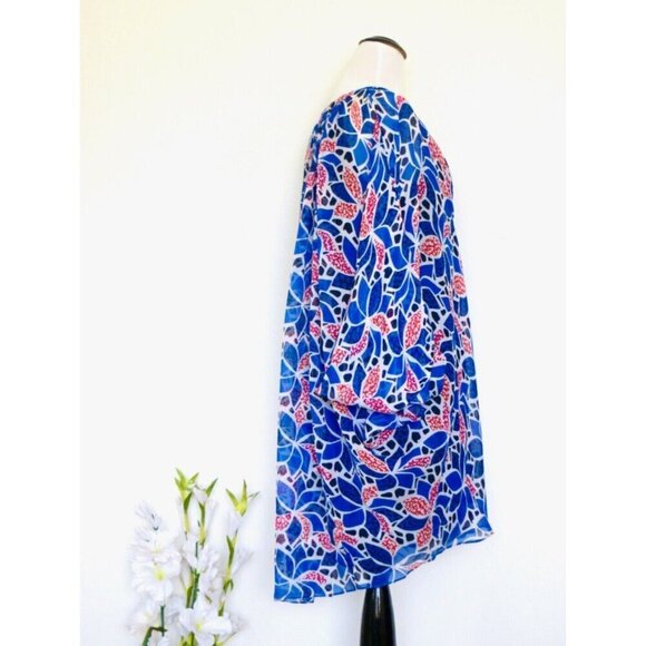 NEW! Diane Von Furstenberg Fleurette Silk Chiffon Dress Ocelot Floral Blue SZ 4 - Picture 6 of 10